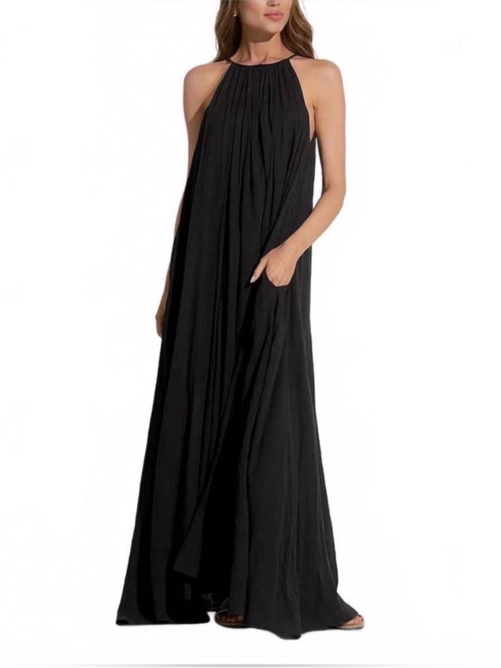 Elan Maxi Dress with Pockets - Black